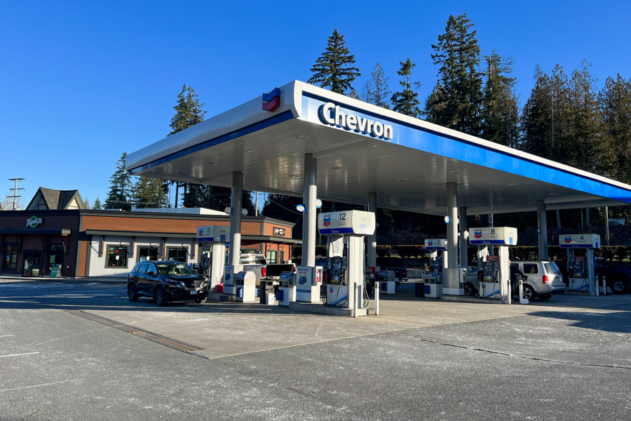 Gas pumps at a Chevron gas station