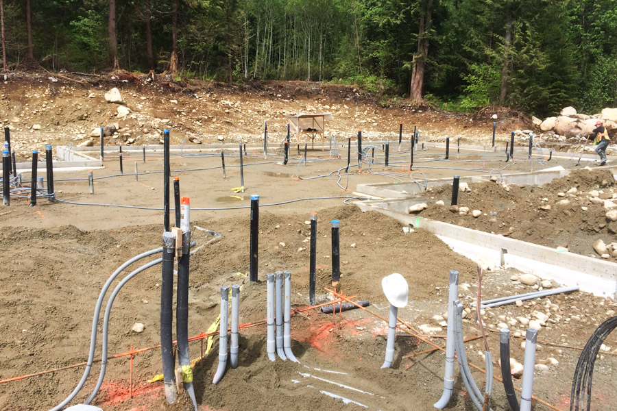 Wiring in a foundation before pouring concrete